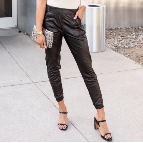 Spanx Faux Leather Joggers Black NWT Large - Picture 3 of 9